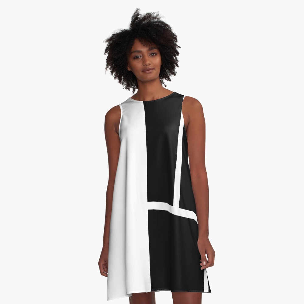 black and white color block dress