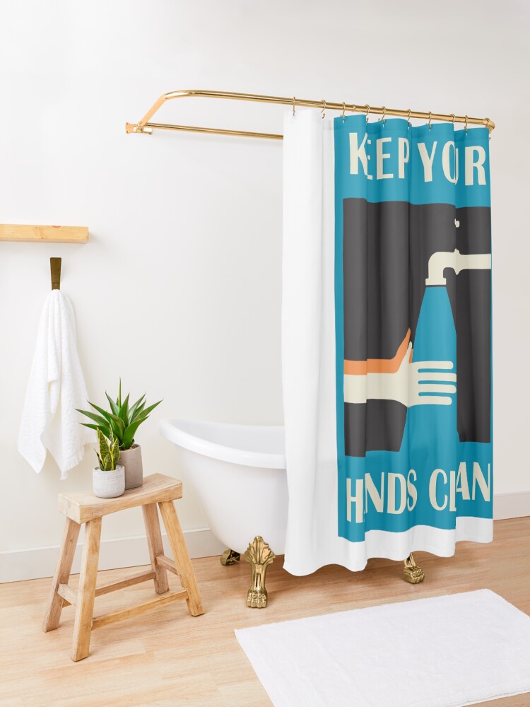 Alternate view of keep your hands clean Shower Curtain