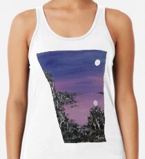 Camiseta con espalda nadadora Noche llena de luna (oscura)