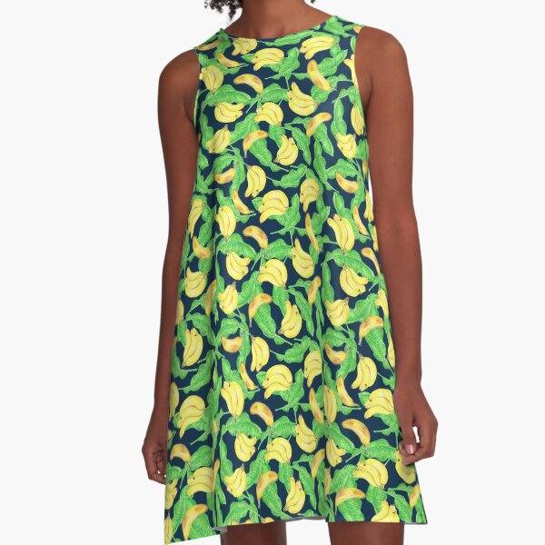Plátano tropical Vestido acampanado
