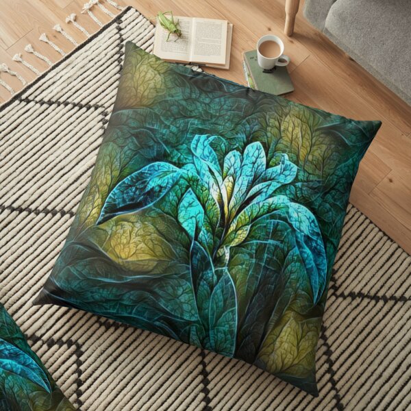 Abstract Of A Lily In Teal Floor Pillow