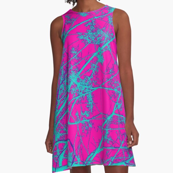 Fuschia Sky with Turquoise A-Line Dress