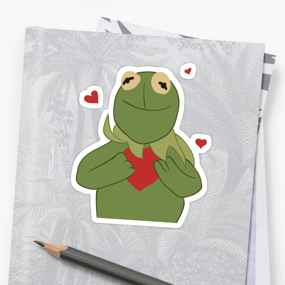  Kermit  Heart  Meme  Reaction Drawing  Sticker by doubleback 