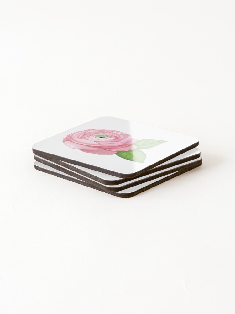 Thumbnail 4 of 5, Coasters (Set of 4), Pink Ranunculus Flower designed and sold by Gsallicat.