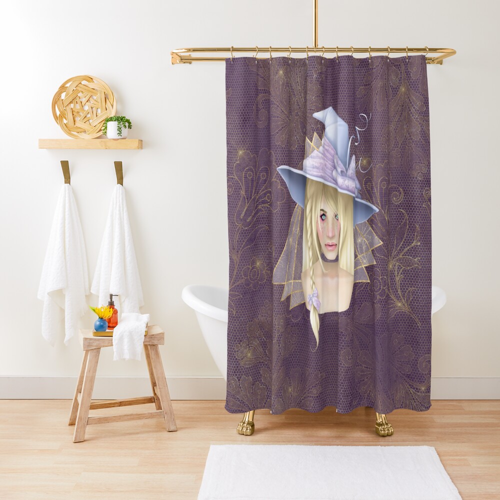 "Periwinkle Witch" Shower Curtain for Sale by CatAstrophe Redbubble