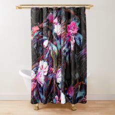 Roses of a Cyberdelic Night Shower Curtain