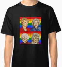 Die goldene Stolz-Regenbogen-Flagge der Mädchen-LGBT - Die goldene Stolz-Regenbogen-Flagge der Freund-Mädchen-LGBT Classic T-Shirt