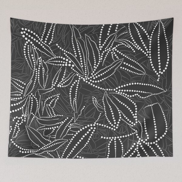 Item preview, Monochrome Mango Leaves, Ethnic Dot Art Plant Pattern designed and sold by etoide.