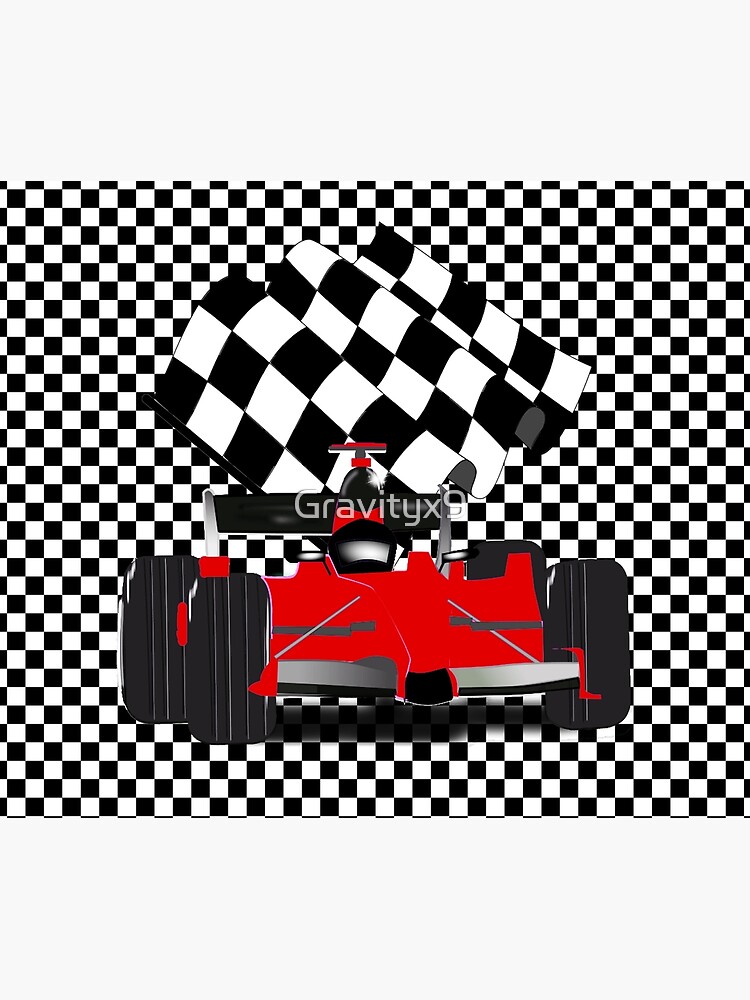 Red Race Car with Checkered Flag by Gravityx9