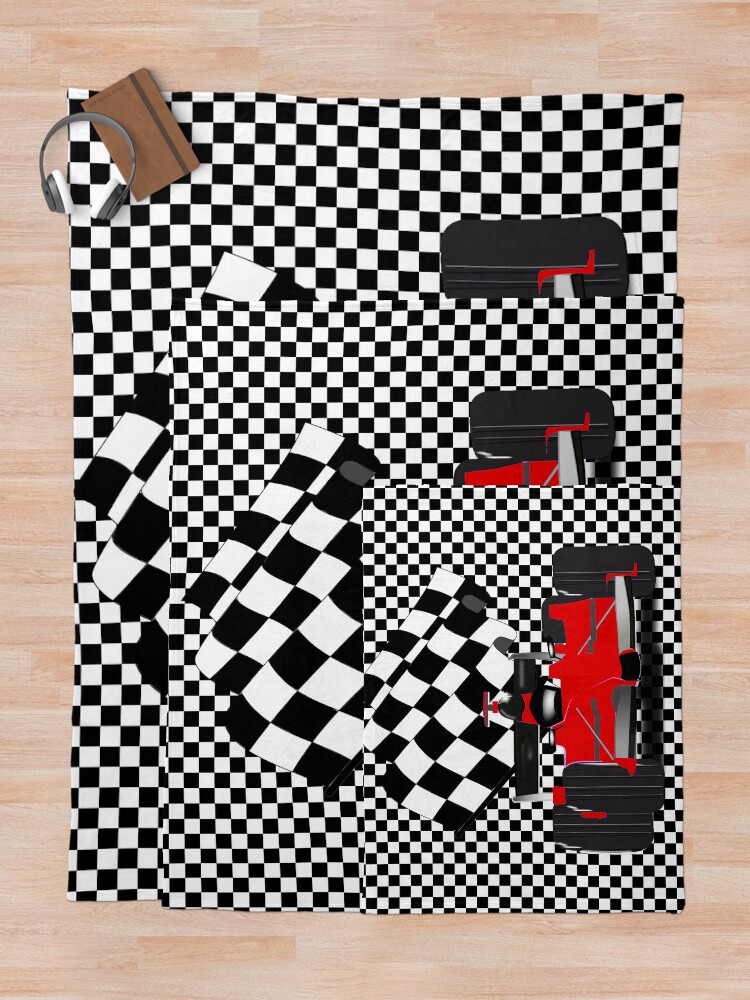 Alternate view of Red Race Car with Checkered Flag Throw Blanket