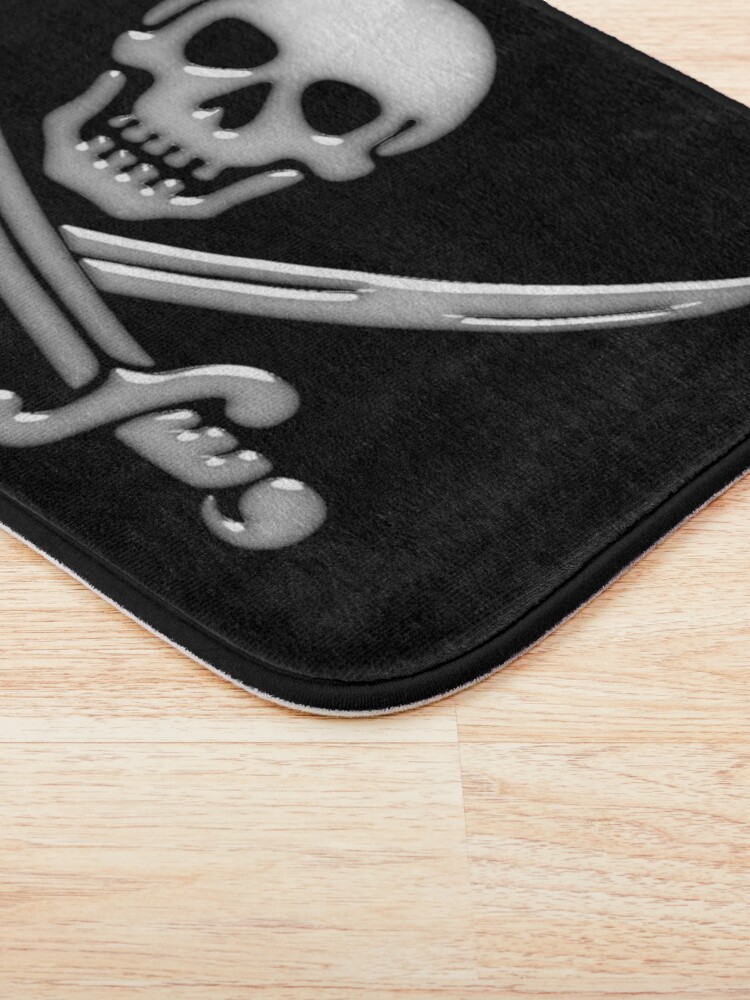 Alternate view of Glassy Pirate Skull & Sword Crossbones Bath Mat
