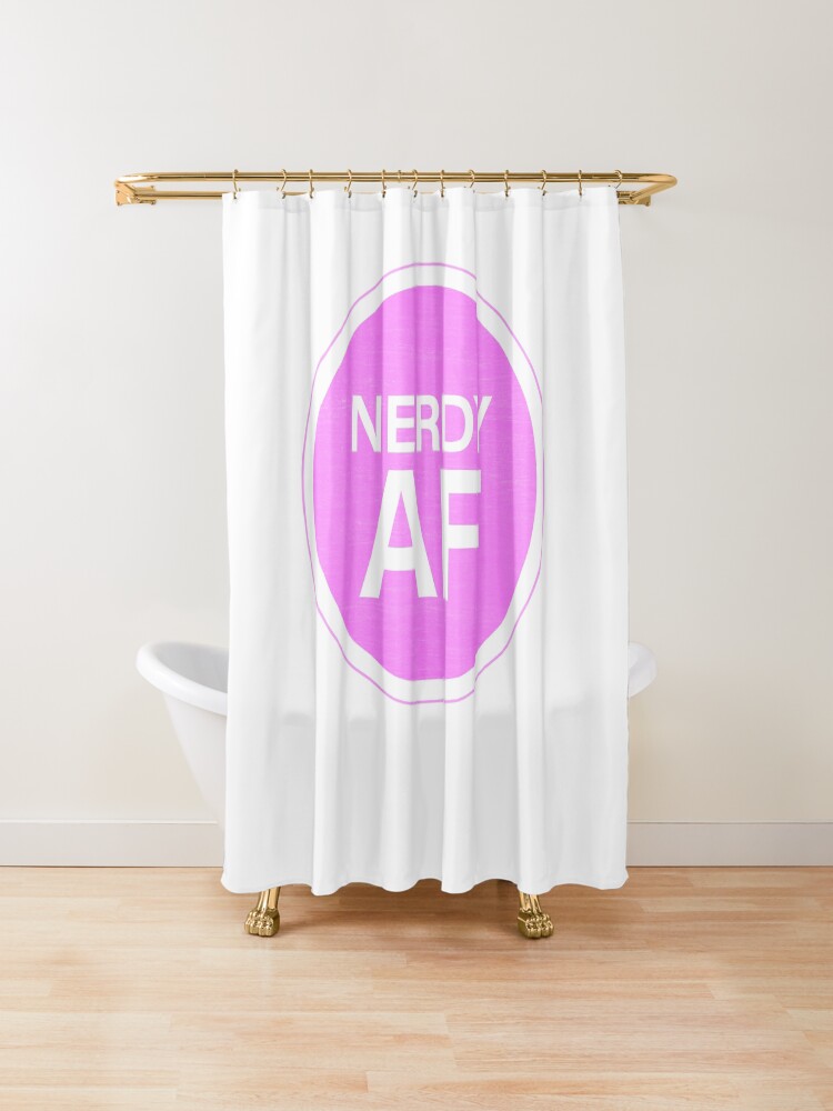 "Nerdy AF Pink" Shower Curtain by NERDDZ Redbubble