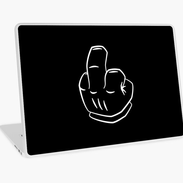 Mittelfinger weiße Outline Laptop Folie