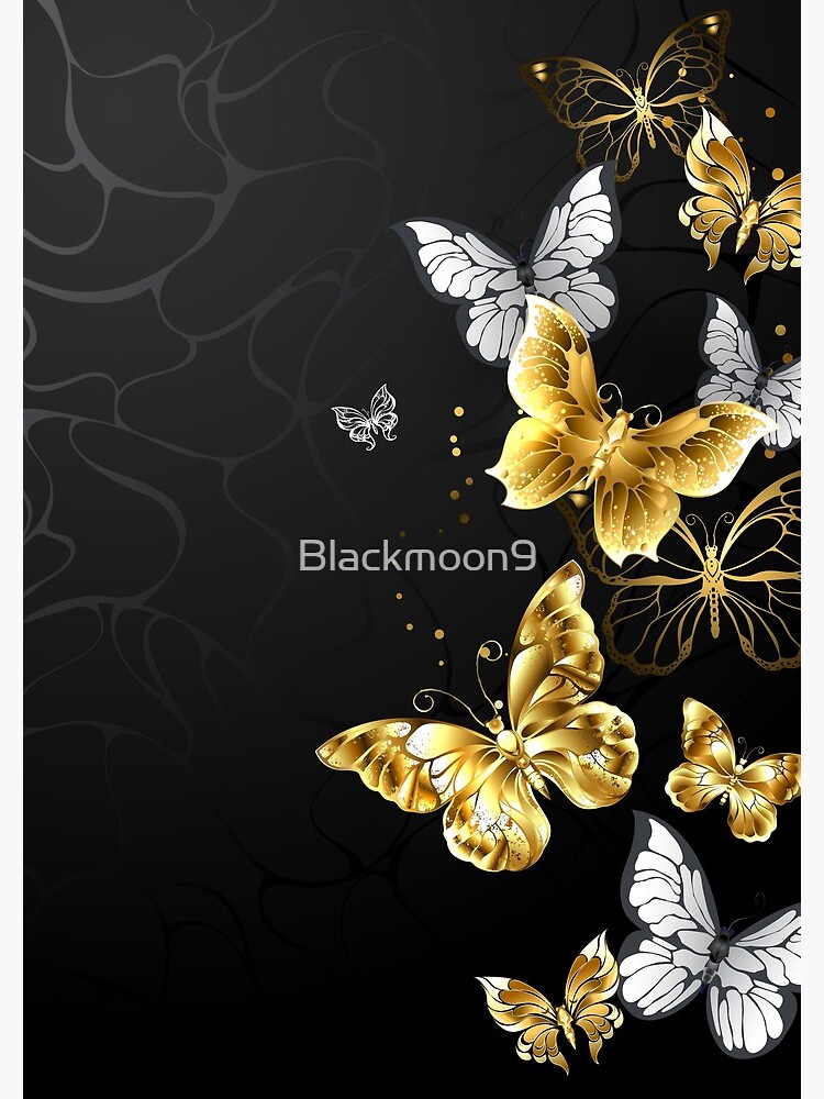 Background with Gold Butterflies | Spiral Notebook