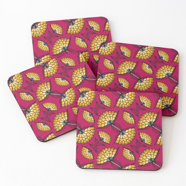 Item preview, African Floral Motif on Raspberry designed and sold by The Wellington Boot.