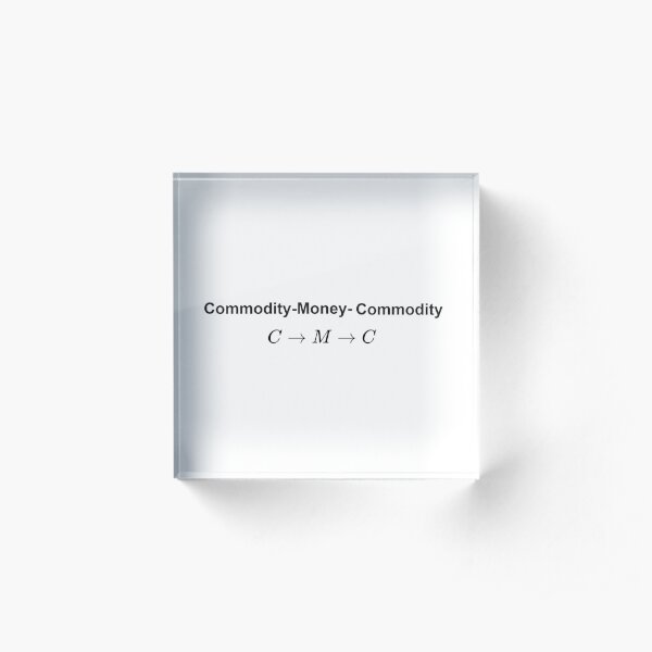  The #Metamorphosis of #Commodities.  #Marx examines the paradoxical nature of the exchange of commodities:   Commodity-#Money-Commodity  Acrylic Block