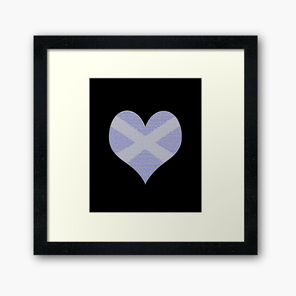 Scots Words in a Saltire in a Heart Framed Art Print