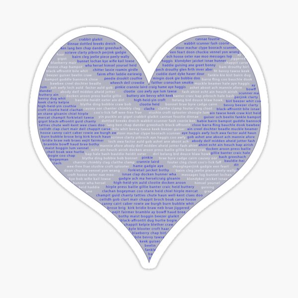 Scots Words in a Saltire in a Heart Sticker