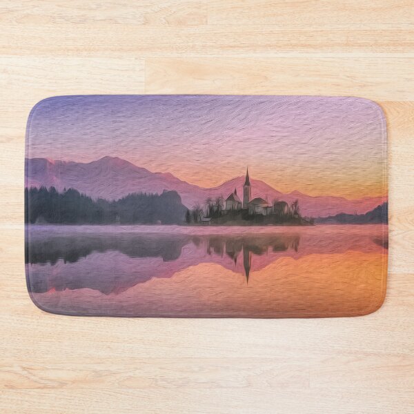 Item preview, Mountain Lake Sunset Digital Art Painting designed and sold by davidelder.