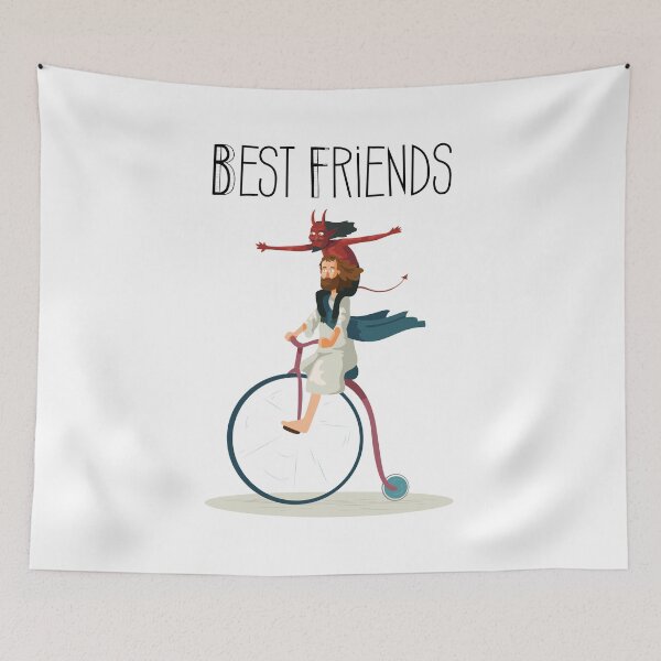Item preview, Jesus and Satan bike humor. designed and sold by emphatic.