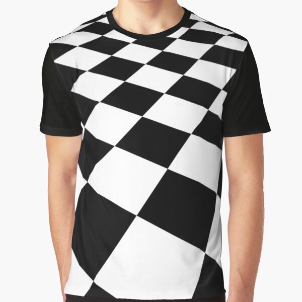 Perspective Background Black and White check. Checkered. Chequered, Checker. Graphic T-Shirt