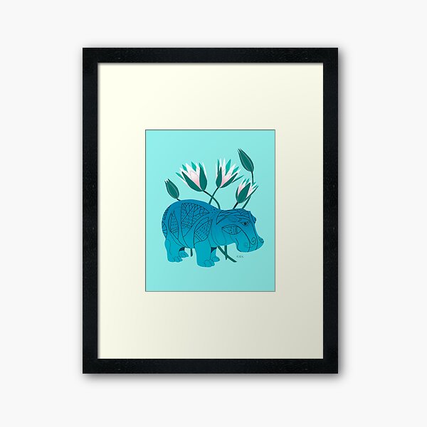 Item preview, Faience Hippo - Floral Artefacts designed and sold by flaroh.