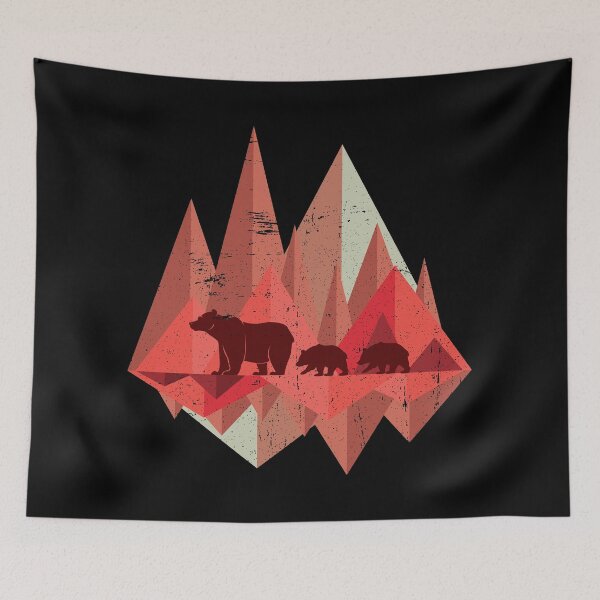 Item preview, Geometric mountains | Nature bear forest wilderness animals designed and sold by anziehend.