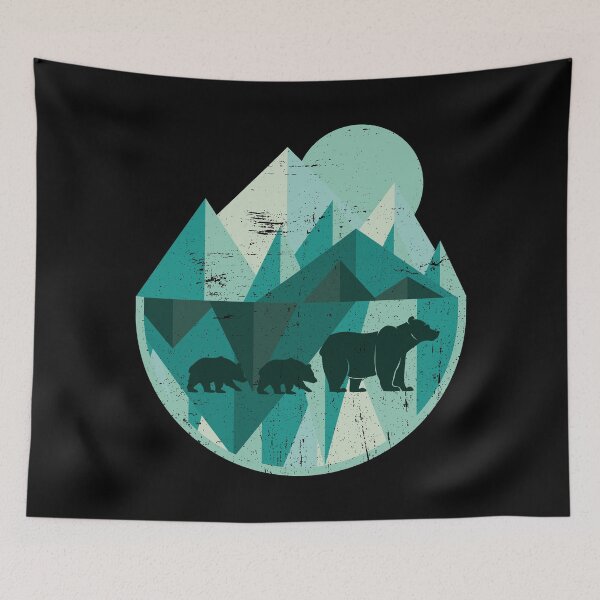 Item preview, Geometric mountains | Nature bear forest wilderness animals designed and sold by anziehend.