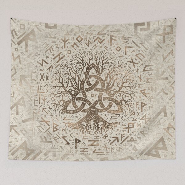 Item preview, Tree of life with Triquetra and Futhark Pastel gold designed and sold by Nartissima.