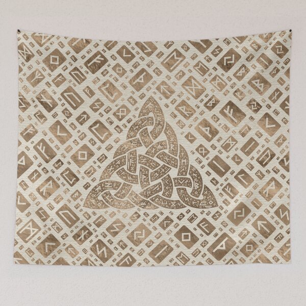 Item preview, Triquetra and Futhark Runic Alphabet Pastel Gold designed and sold by Nartissima.