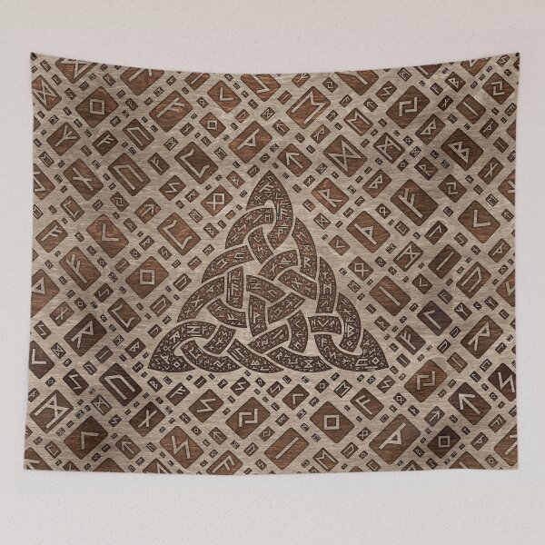 Item preview, Triquetra and Runic Alphabet Wood and Gold #1 designed and sold by Nartissima.