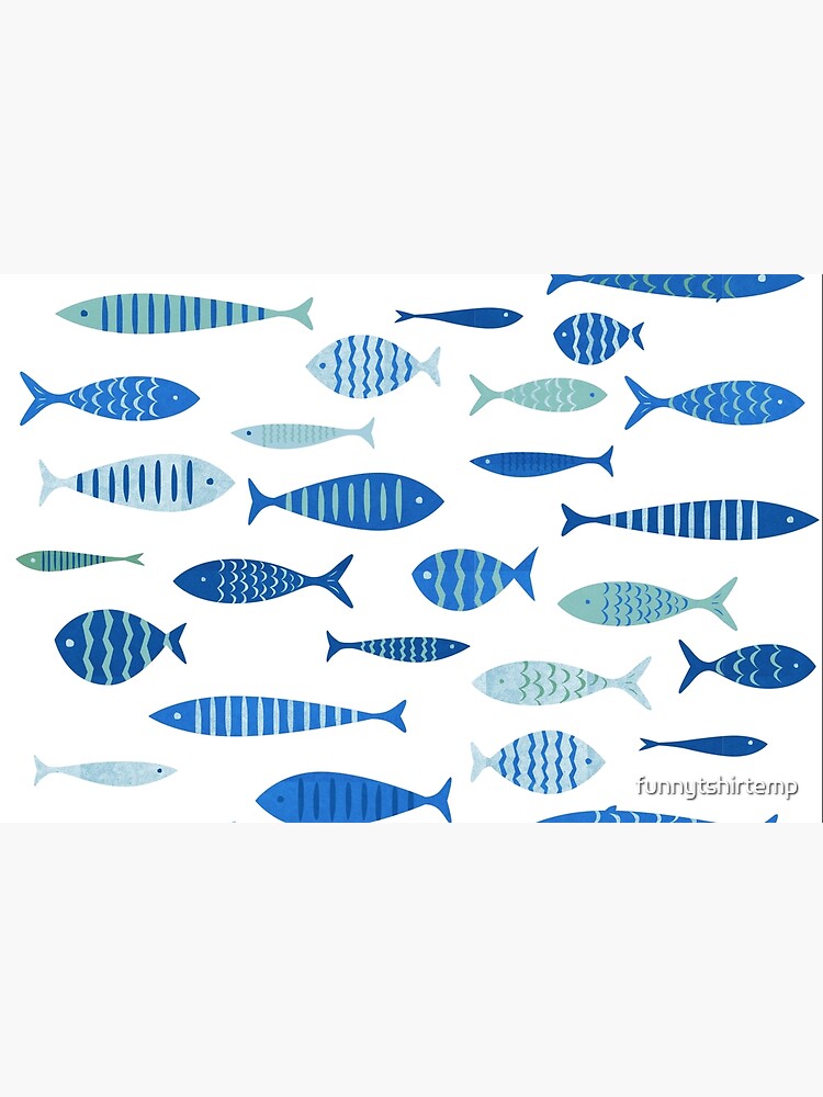 Thumbnail 6 of 6, Bath Mat, Mid Century Modern Blue Fish Fishing MCM Mid Mod designed and sold by funnytshirtemp.