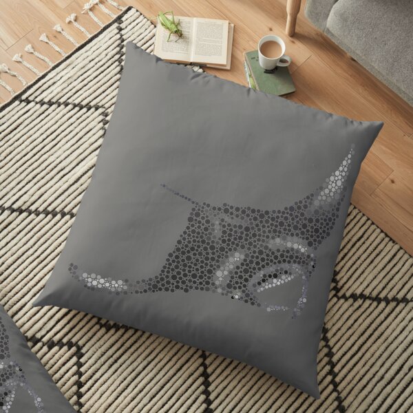 Marvellous Monochrome Manta Ray Floor Pillow