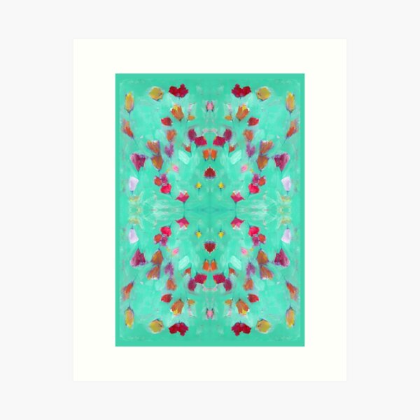 Abstract Turquoise Floral Art Print