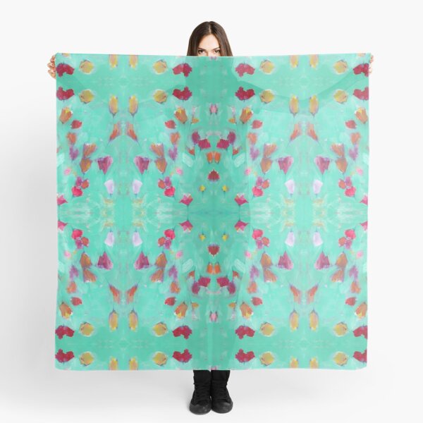 Abstract Turquoise Floral Scarf