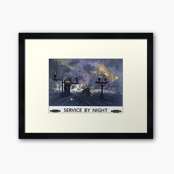 Vintage British Railways Travel Poster - Service By Night Framed Art Print