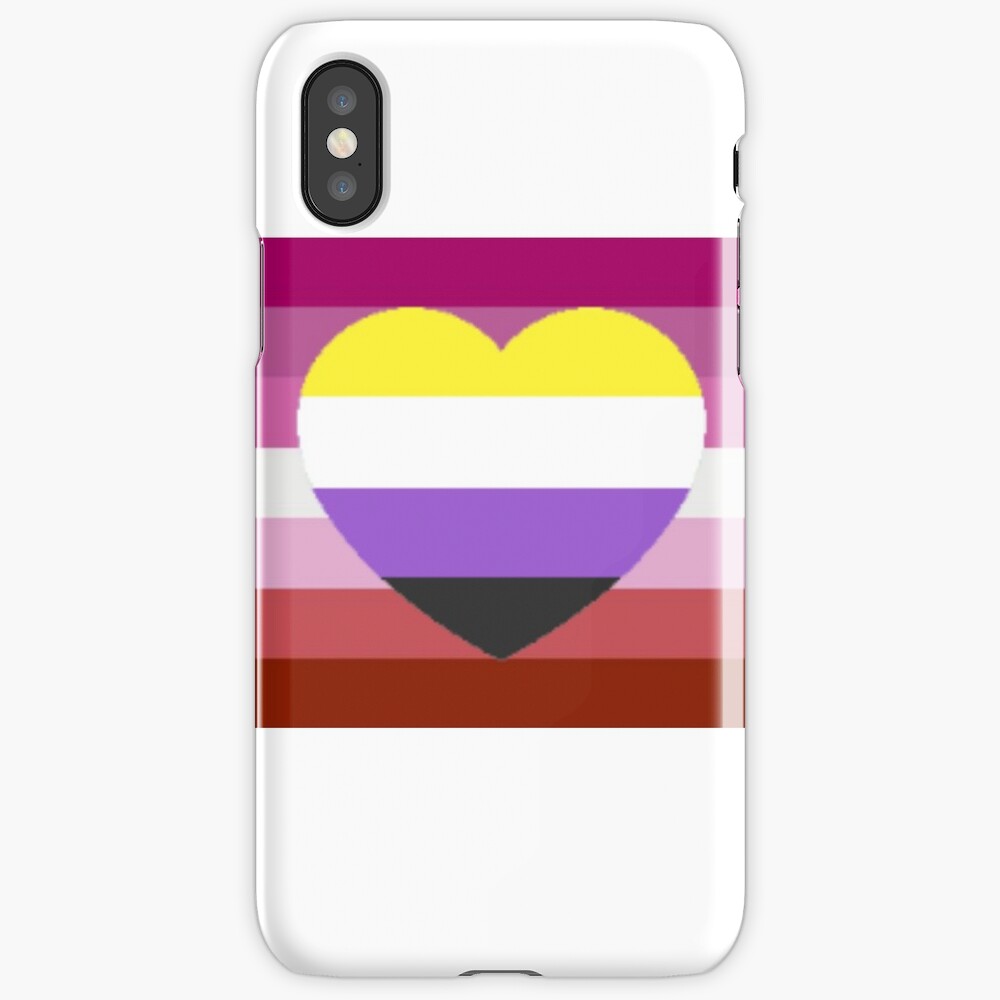 "Lesbian Pride Flag with Non-Binary Heart" iPhone Case & Cover by queerwriter | Redbubble