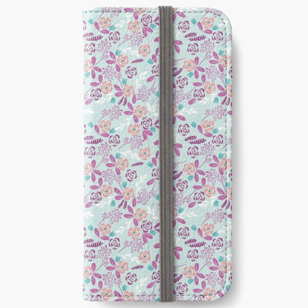 digital garden flowers pink iPhone Wallet