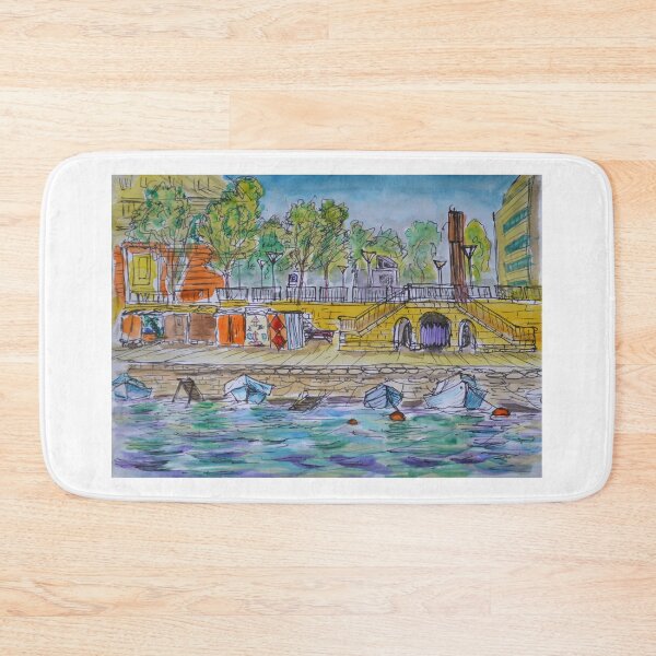 Item preview, Watercolor Sketch - Quai du Port, Neuchatel, Switzerland designed and sold by Igor Pozdnyakov.
