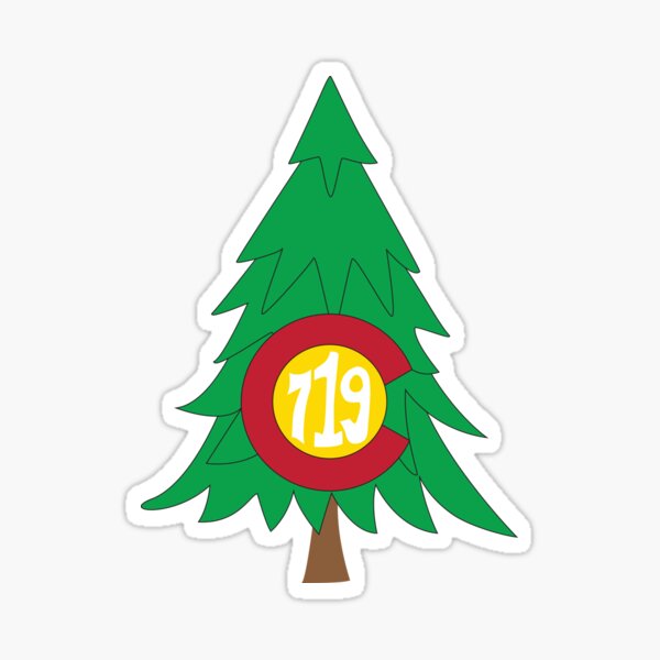  Hand Drawn Colorado Flag Pine Tree 719 Area Code Sticker For Sale By