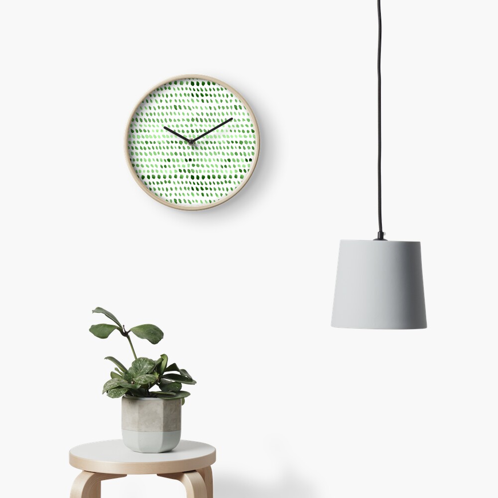 Watercolor Dots - Green Clock