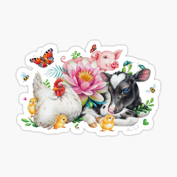 Happy animals by Maria Tiqwah Sticker