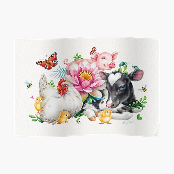 Happy animals by Maria Tiqwah Poster