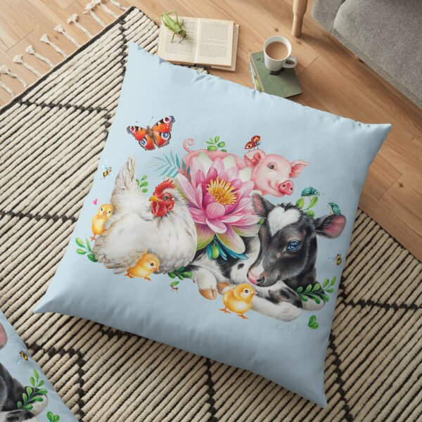 Happy animals by Maria Tiqwah Floor Pillow