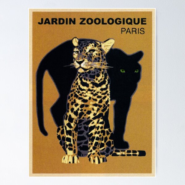 Aperçu de l'œuvre Vintage Paris Garden Zoo Ad panthère et léopard félins créée et vendue par Glimmersmith.