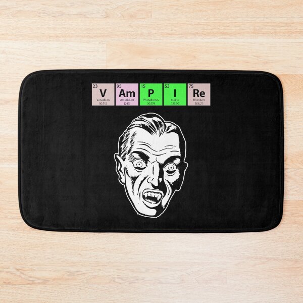 Item preview, Vampire spelled with elements from Periodic Table with vampire face designed and sold by Gold Wings Tees.