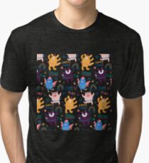Camiseta de tejido mixto Patrón de animales jugando con el hula hoop