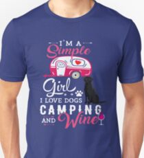 Camiseta ajustada Labrador Retriever Negro Chica Simple Amo Perros Camping Y Vino