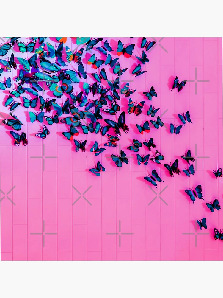 "Butterflies Blue Pink Beautiful" Sticker for Sale by mwagie Redbubble