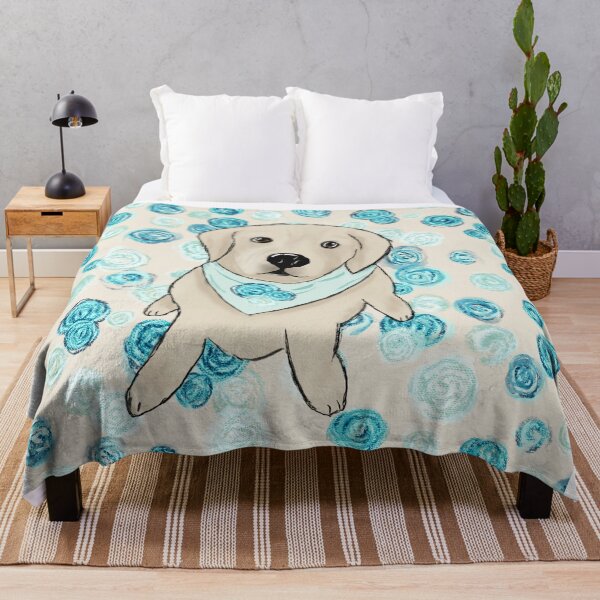 Item preview, Golden Retriever and Blue Roses Rose+Gold designed and sold by BoandMe.